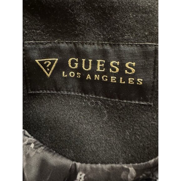 GUESS Los Angeles Wool Blend Peacoat Jacket Black Gold Zip XL - Picture 4 of 5